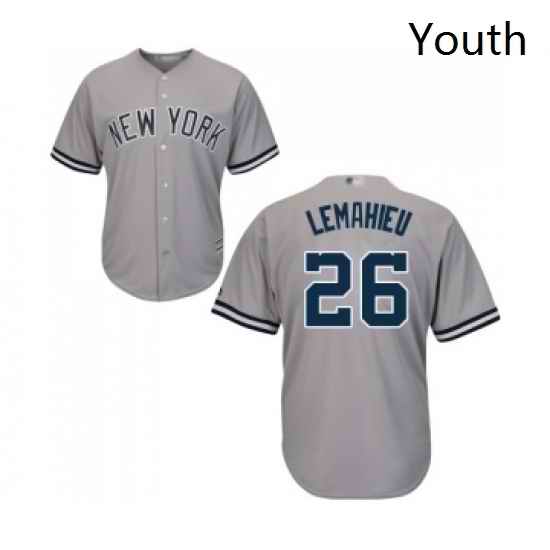 Youth New York Yankees 26 DJ LeMahieu Authentic Grey Road Baseball Jersey